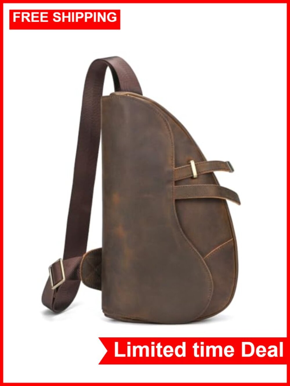Men's Full Grain Leather Chest Sling Cross Body Bag
